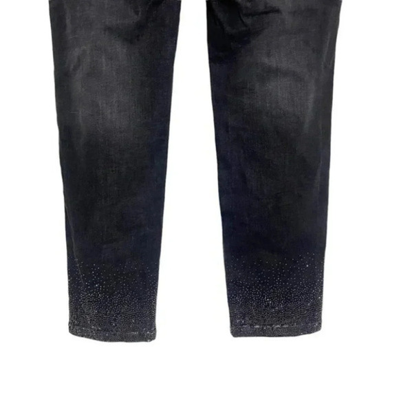 Soft Surroundings TXL Black distressed pull on jean with glitter hems - Picture 5 of 8